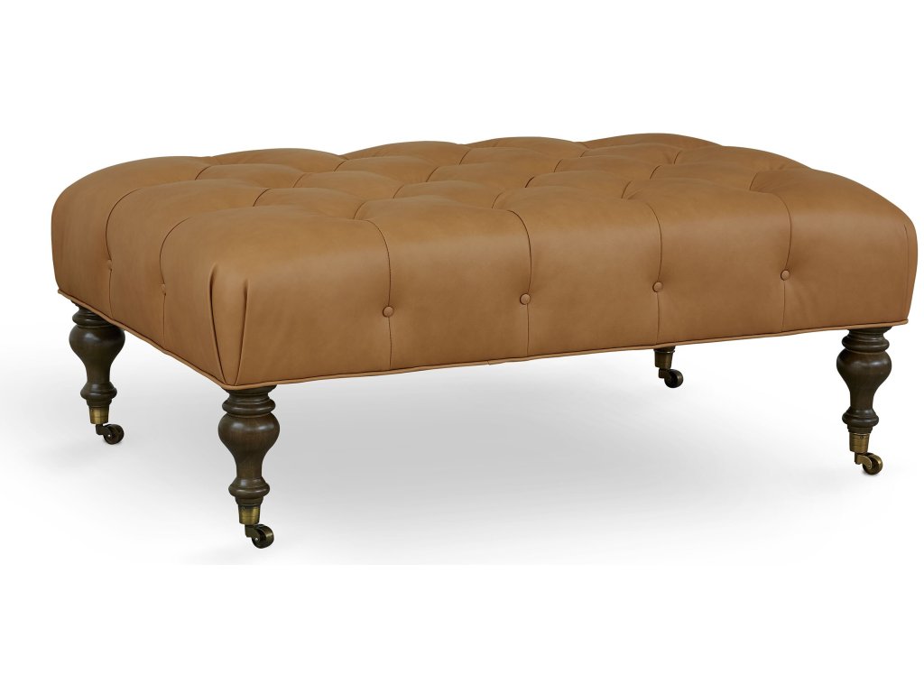 Belwood Tufted Leather Ottoman - image 1