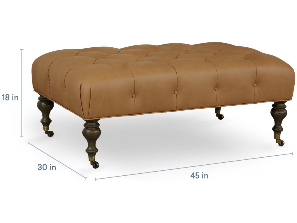 Belwood Tufted Leather Ottoman - image 3