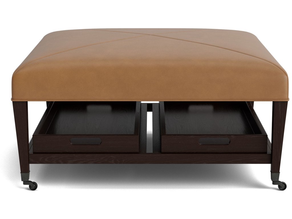 Kara Leather Ottoman with Trays and Casters - image 1