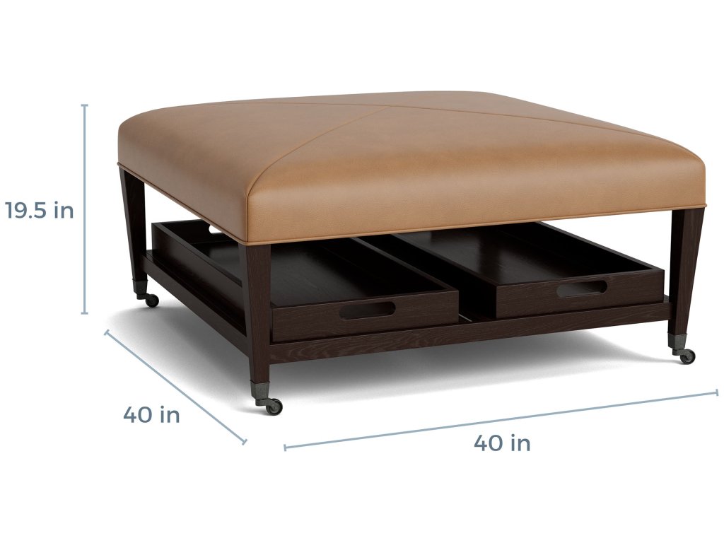 Kara Leather Ottoman with Trays and Casters - image 3