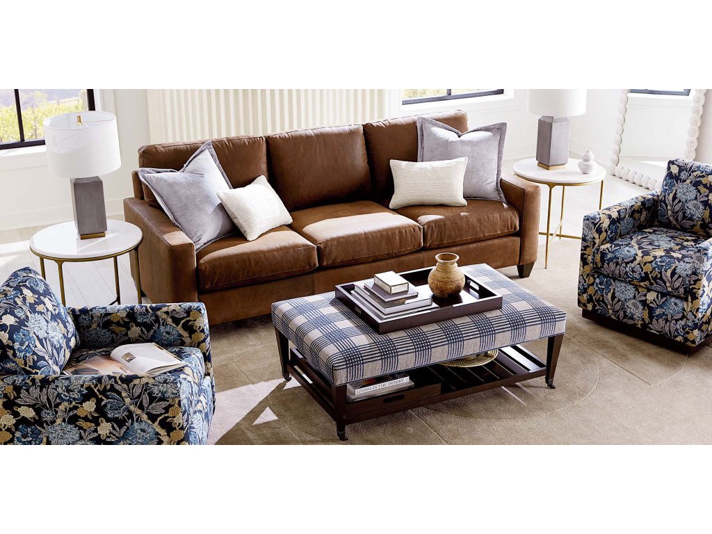 True Custom® Leather Large Track Arm Loveseat - image 1