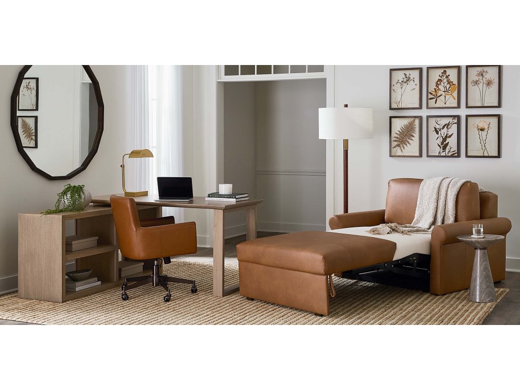 Z4 Leather Roll Arm Twin Sleeper Chair - image 2