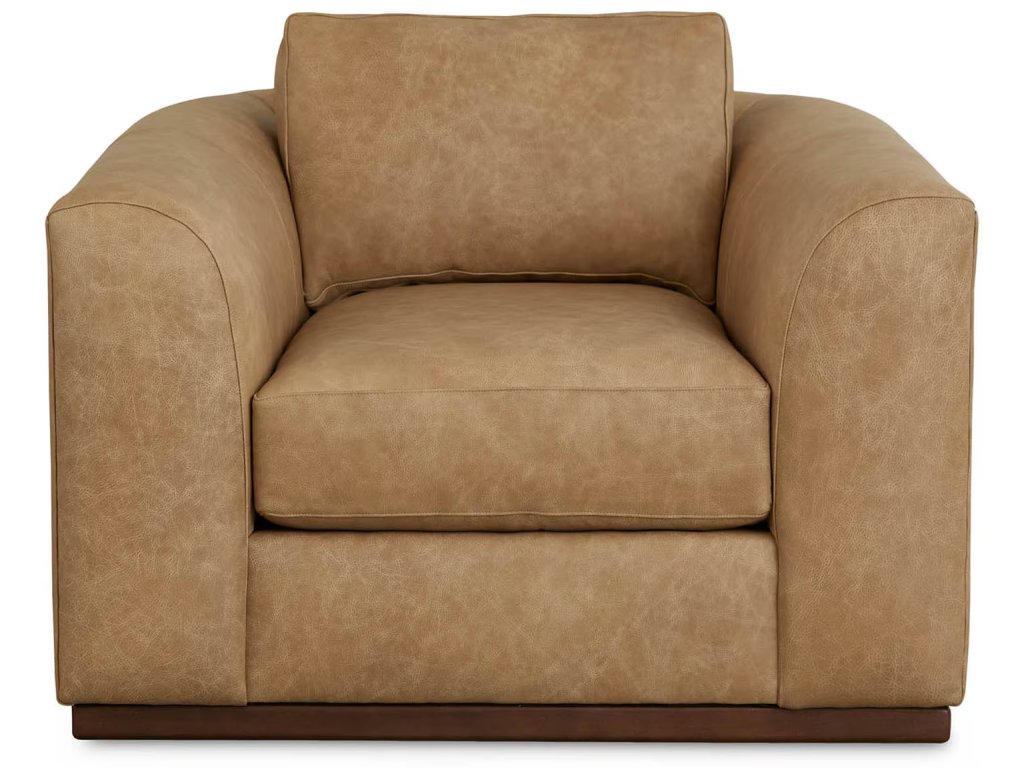 Everly Leather Knife Arm Accent Chair - main image