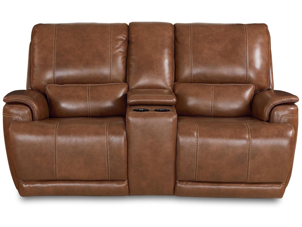 Burlington Leather Power Reclining Loveseat with Center Console - main image