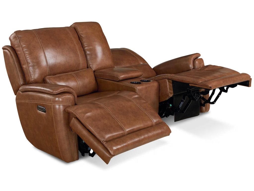 Burlington Leather Power Reclining Loveseat with Center Console - image 2
