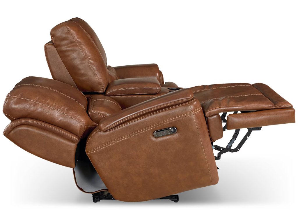 Burlington Leather Power Reclining Loveseat with Center Console - image 4