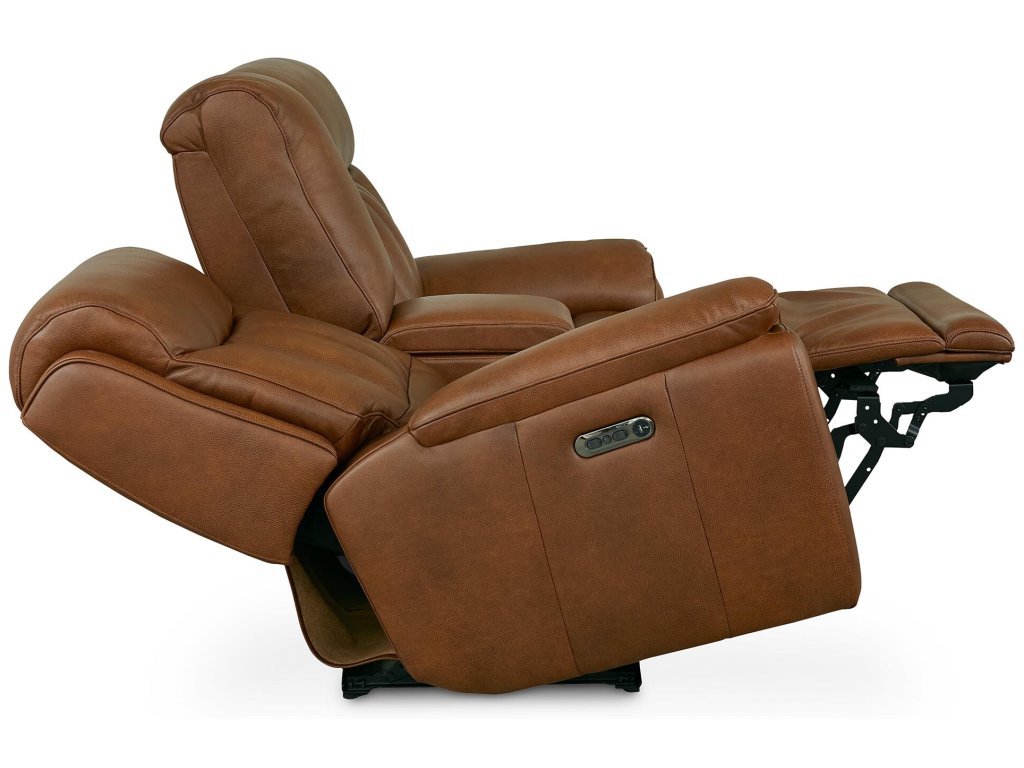 Benson Leather Power Reclining Loveseat with Center Console - image 3