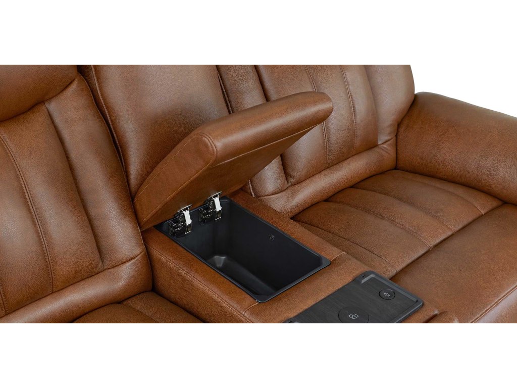 Benson Leather Power Reclining Loveseat with Center Console - image 5
