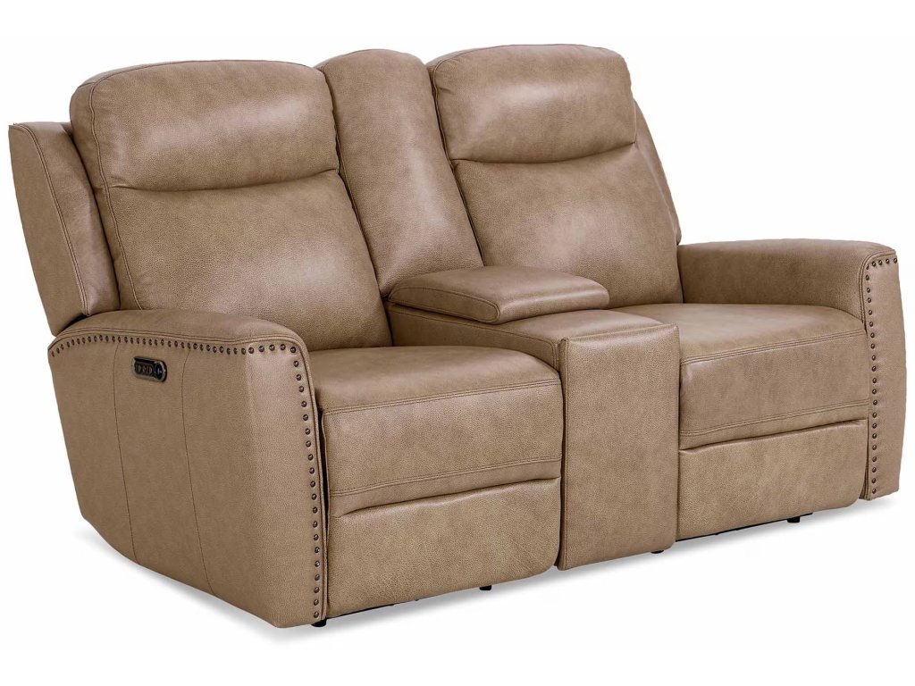 Douglas Leather Power Reclining Loveseat with Center Console - image 3