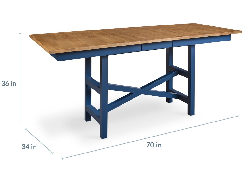 HideAway Solid Maple Trestle Extendable Counter Dining Table - image 3