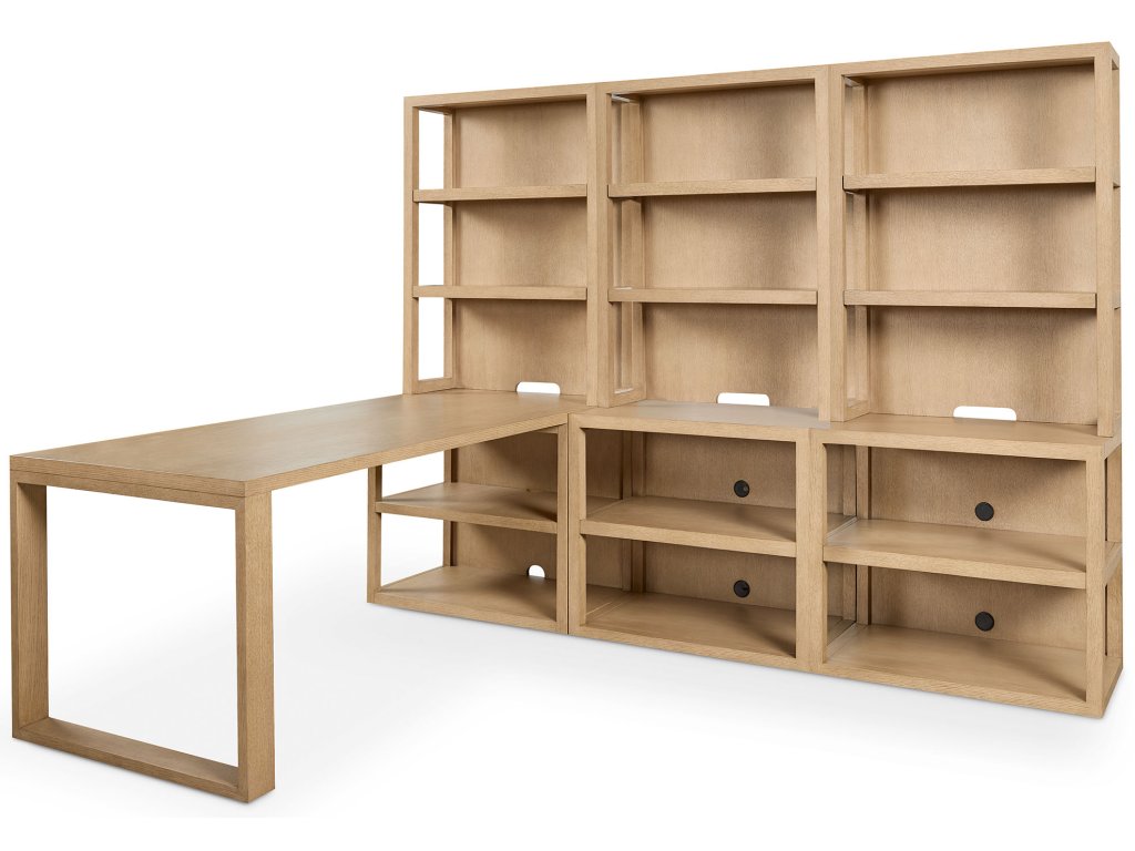 HomeWork Office Desk and 3 Wide Bookshelf Set - main image