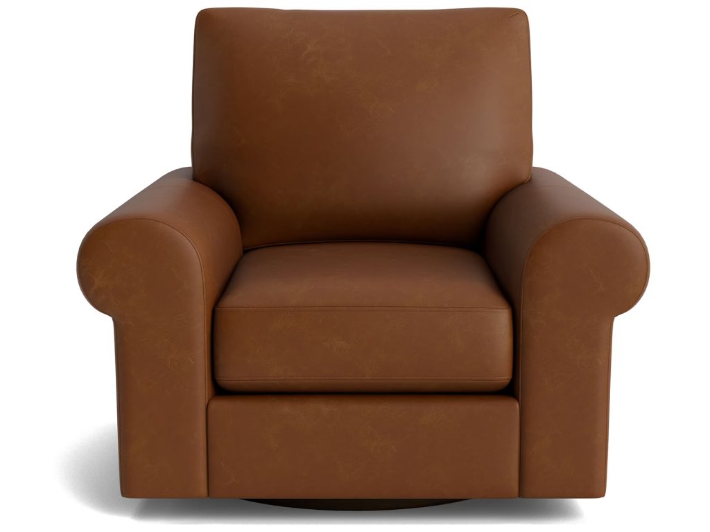 True Custom® Leather Large Roll Arm Swivel Chair - main image
