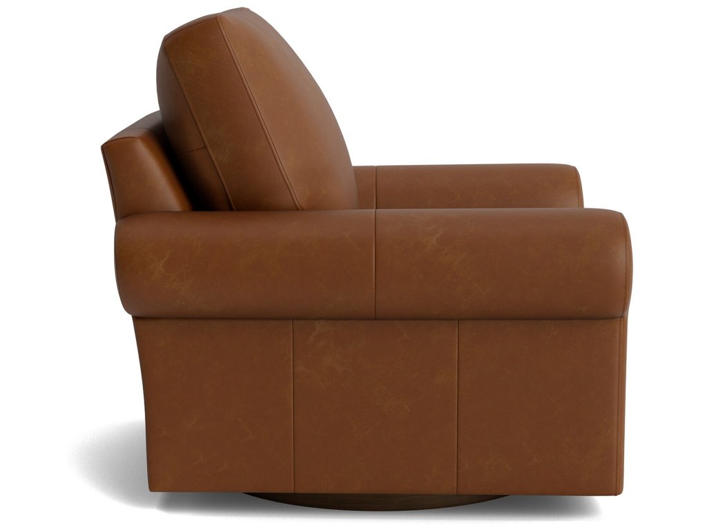 True Custom® Leather Large Roll Arm Swivel Chair - image 2