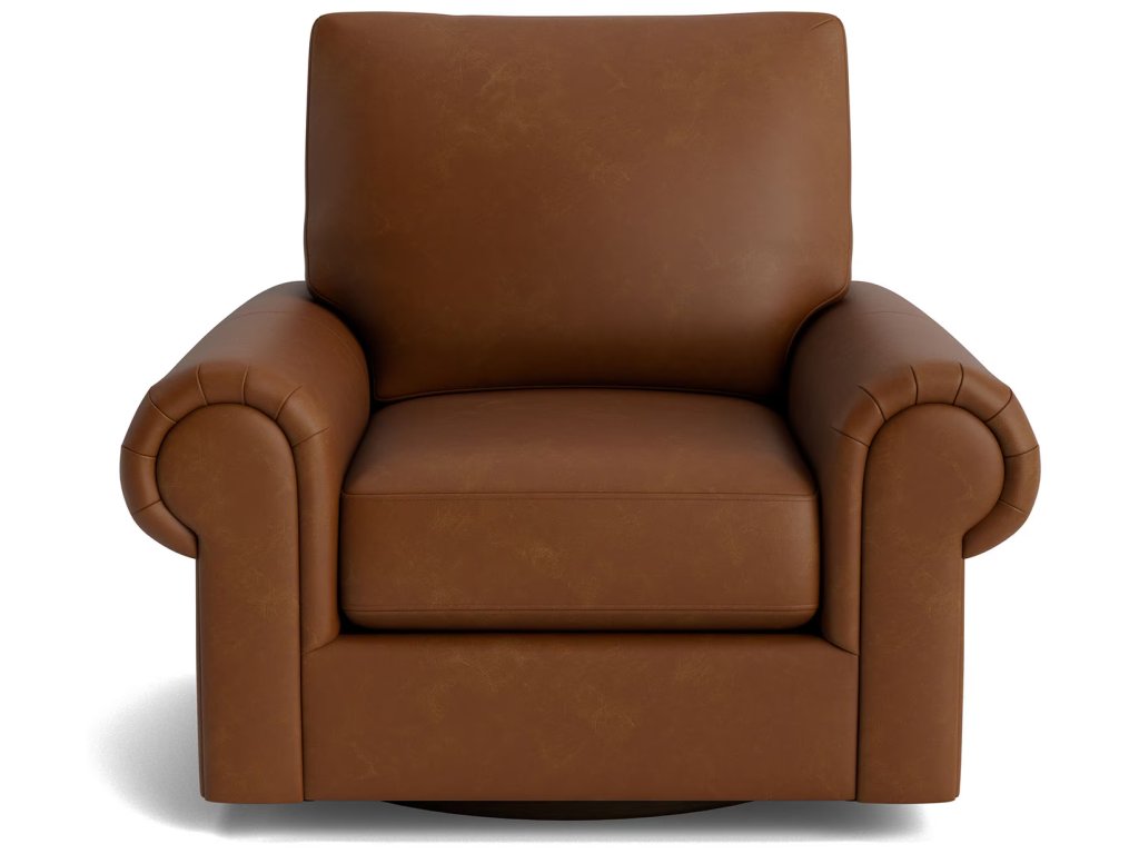 True Custom® Leather Large Panel Arm Swivel Chair - main image
