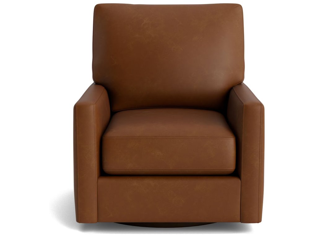 True Custom® Leather Track Arm Swivel Chair - main image