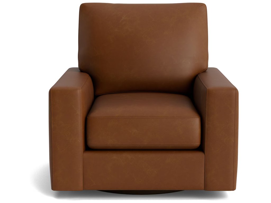 True Custom® Leather Large Track Arm Swivel Chair - main image