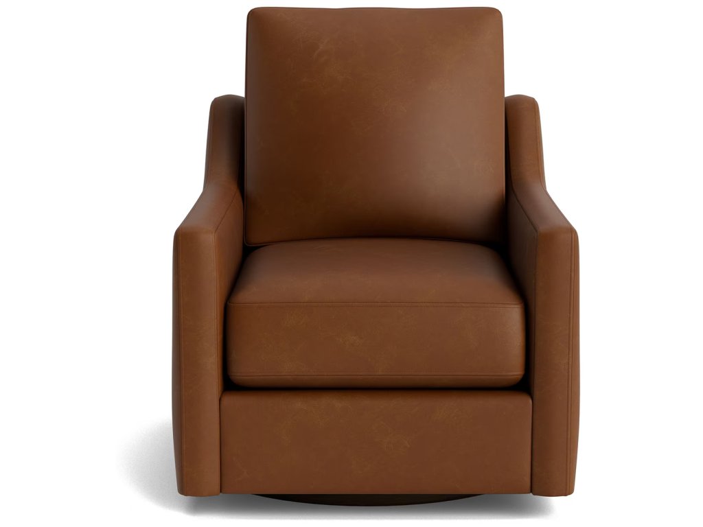 True Custom® Leather Slope Arm Swivel Chair - main image