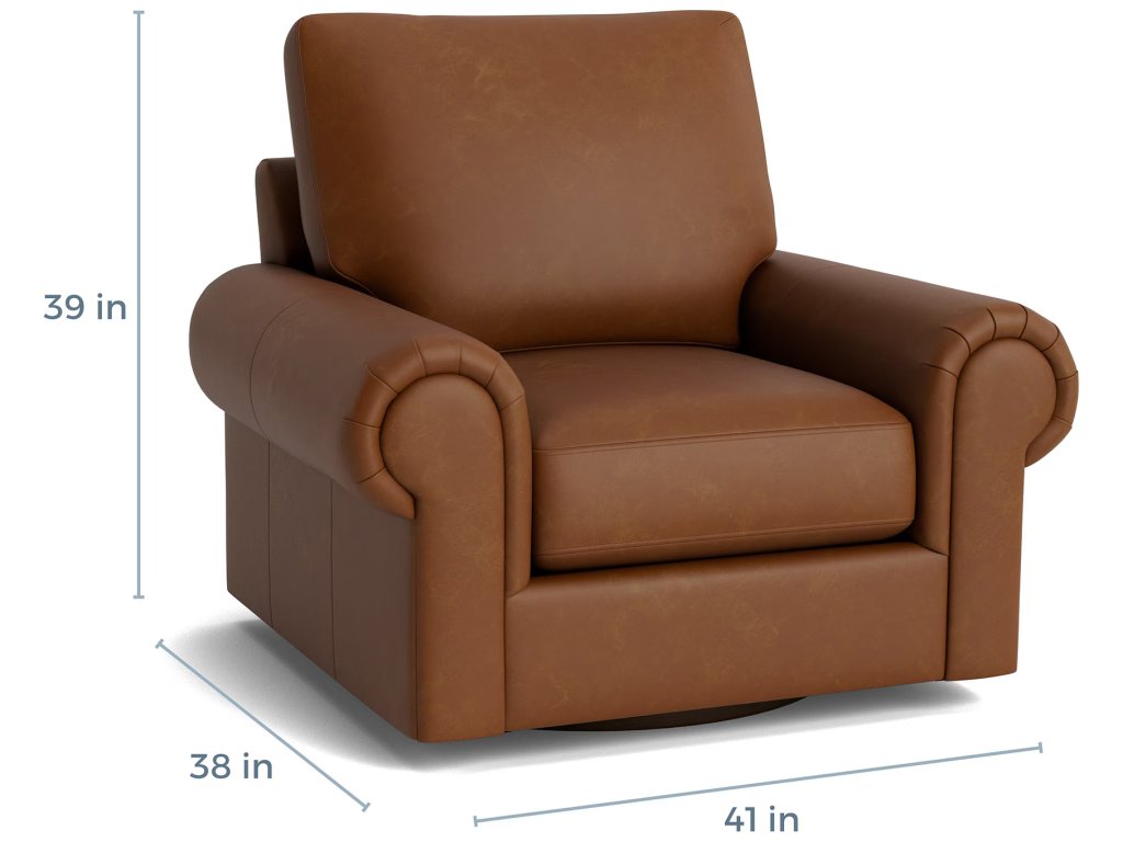True Custom® Leather Large Panel Arm Swivel Chair - image 1