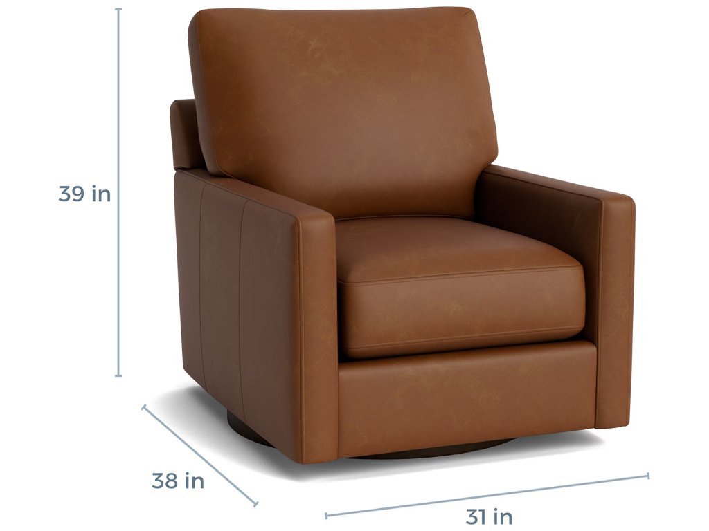 True Custom® Leather Track Arm Swivel Chair - image 1
