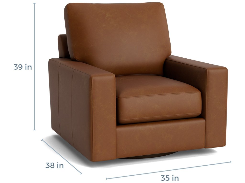 True Custom® Leather Large Track Arm Swivel Chair - image 1