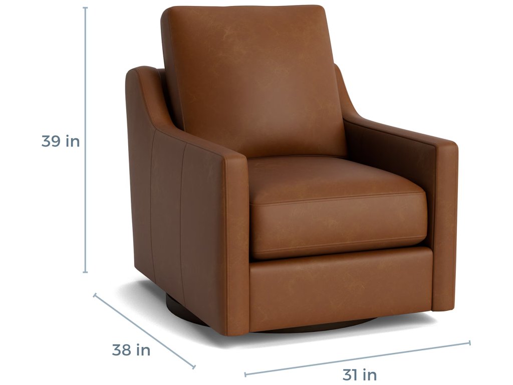True Custom® Leather Slope Arm Swivel Chair - image 1