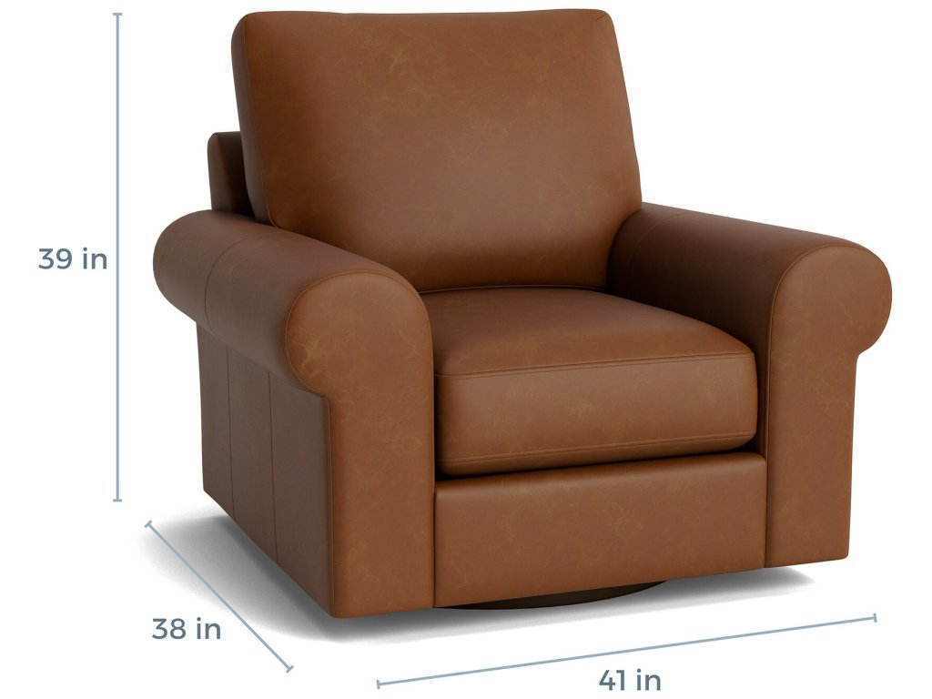 True Custom® Leather Large Roll Arm Swivel Chair - image 1