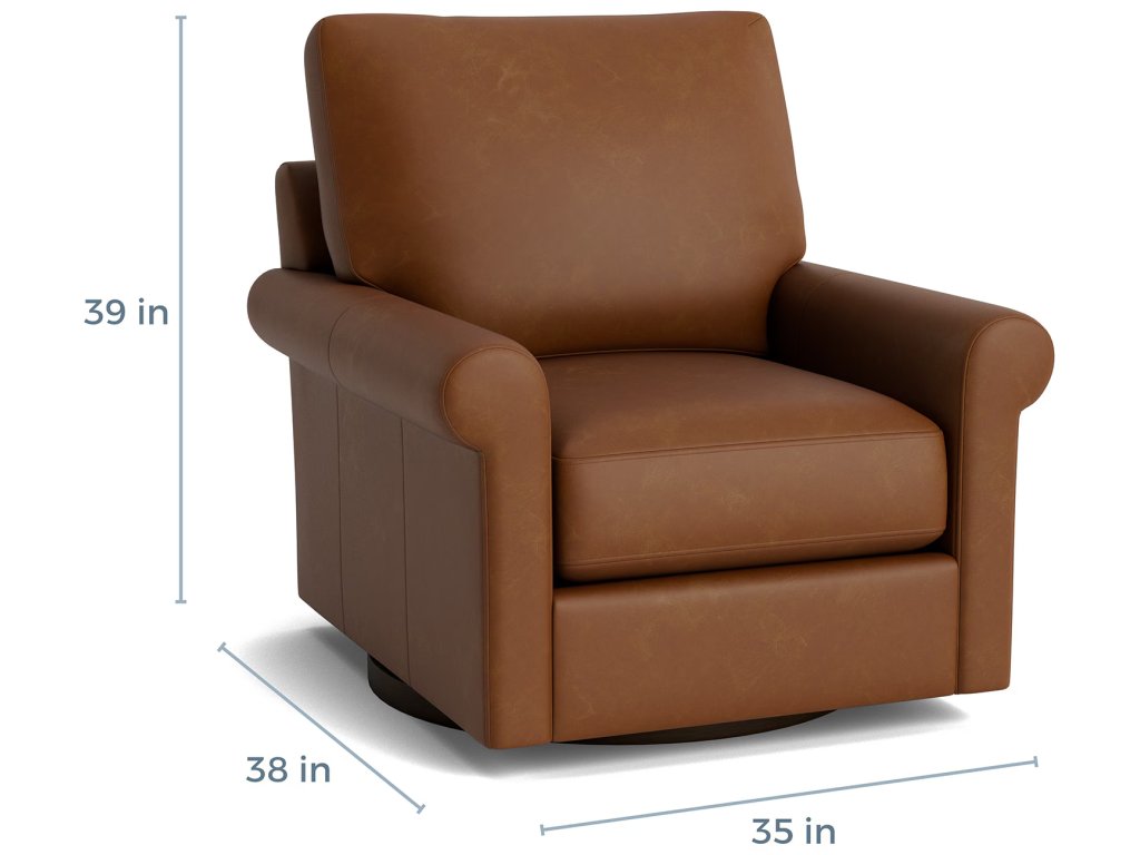 True Custom® Leather Roll Arm Swivel Chair - image 1