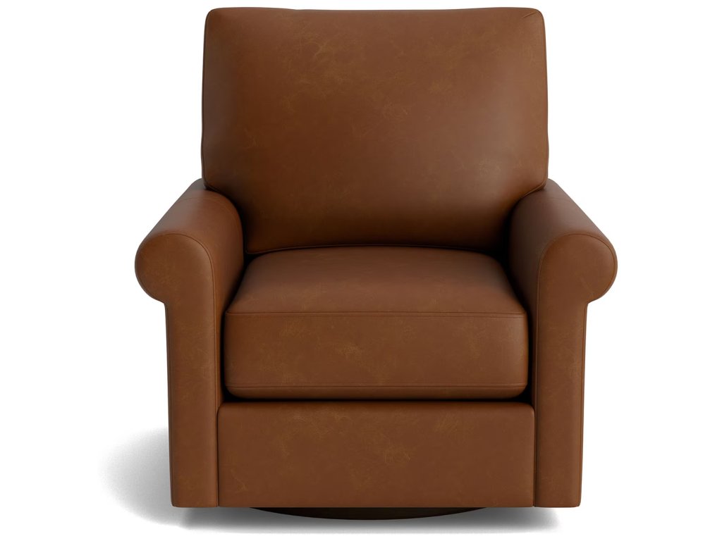 True Custom® Leather Roll Arm Swivel Chair - main image