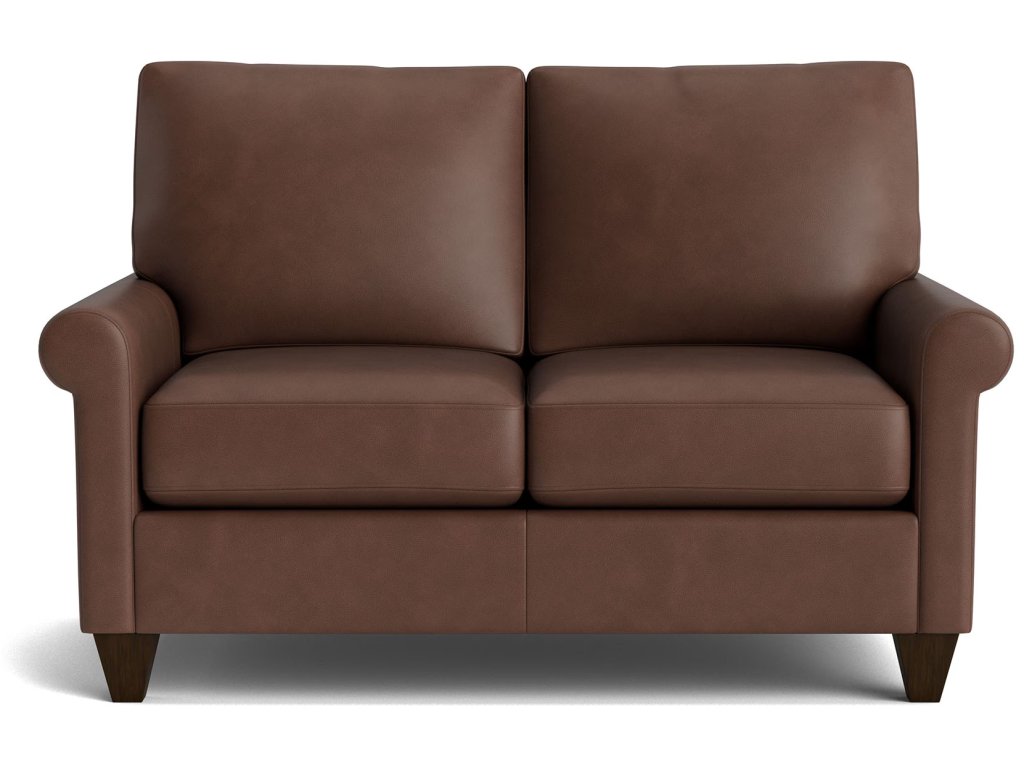True Custom® Leather Roll Arm Loveseat - main image