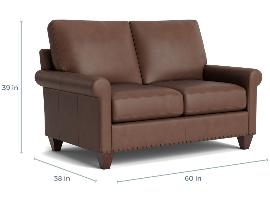 True Custom® Leather Roll Arm Loveseat - image 1