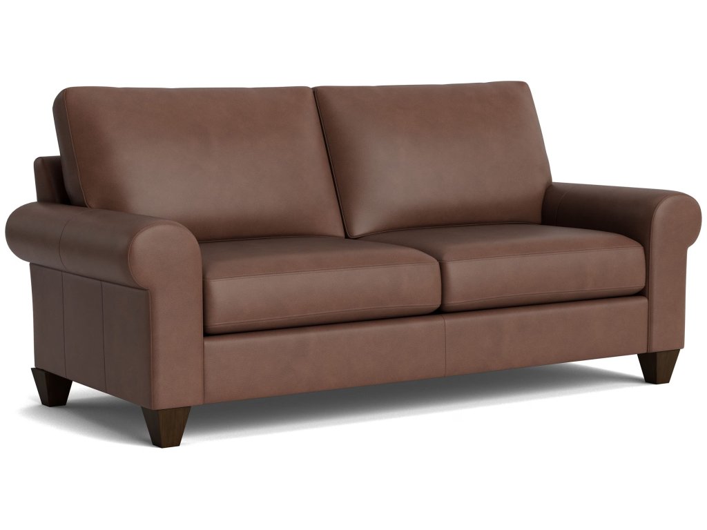 True Custom® Leather Large Roll Arm Studio Sofa - image 1