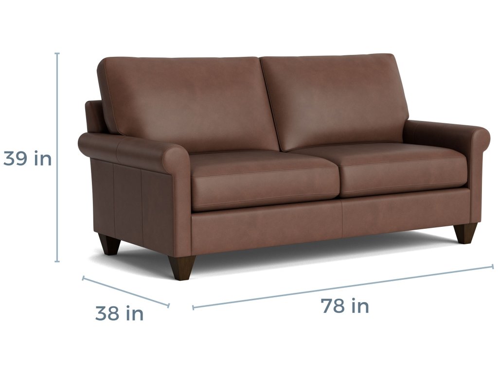 True Custom® Leather Roll Arm Studio Sofa - image 1