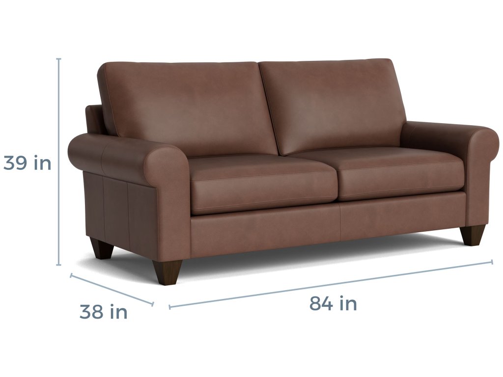 True Custom® Leather Large Roll Arm Studio Sofa - image 4