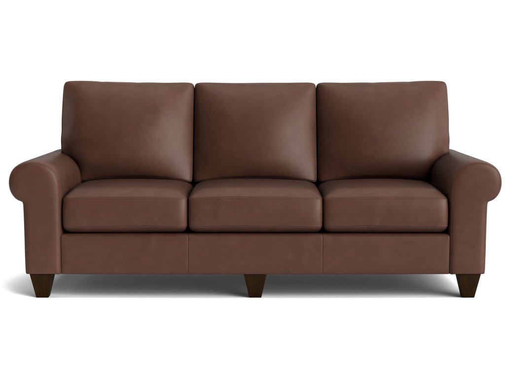 True Custom® Leather Large Roll Arm Sofa - main image