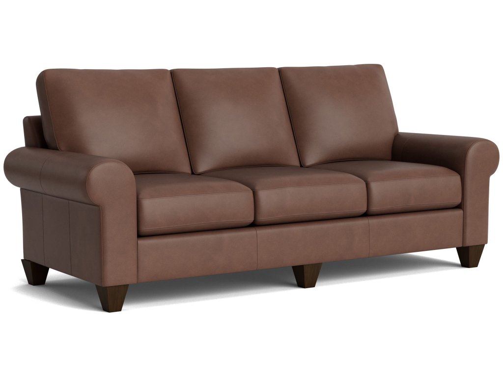 True Custom® Leather Large Roll Arm Sofa - image 1