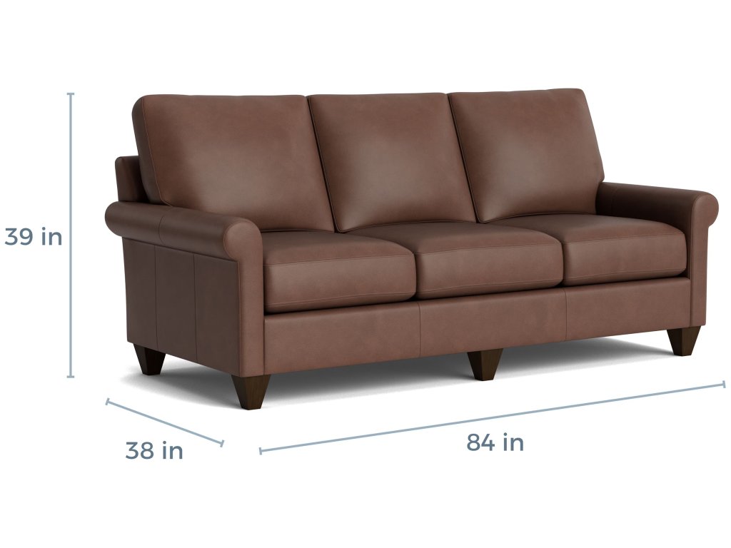 True Custom® Leather Roll Arm Sofa - image 1