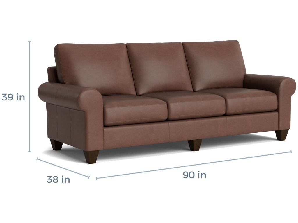 True Custom® Leather Large Roll Arm Sofa - image 4