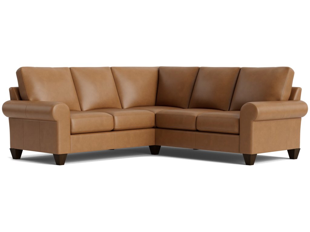 True Custom® Leather Large Roll Arm L-Shaped Sectional - main image