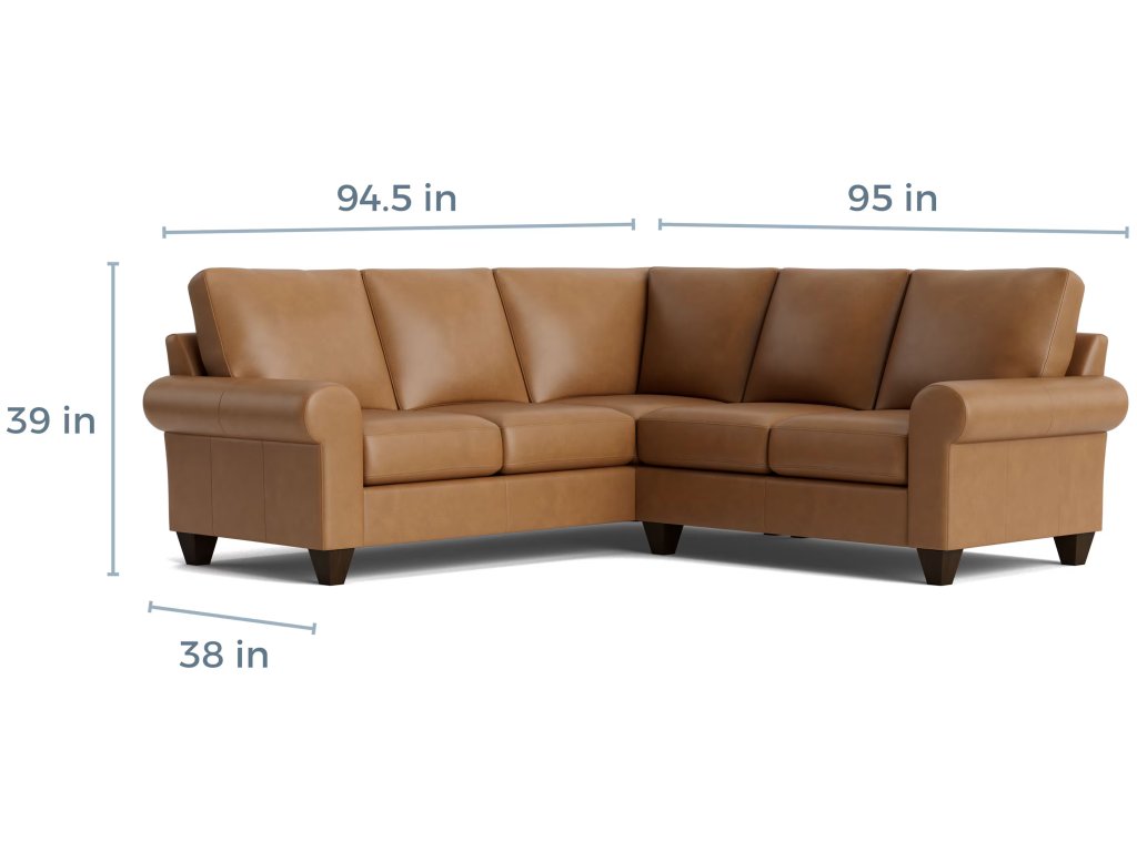 True Custom® Leather Large Roll Arm L-Shaped Sectional - image 3