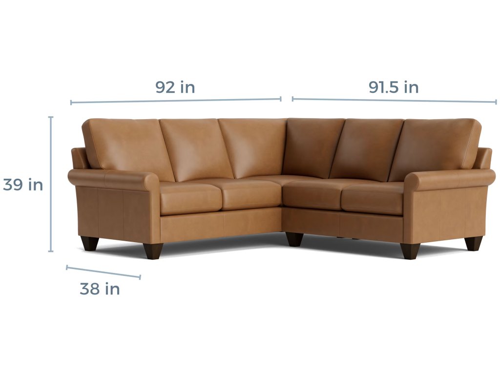 True Custom® Leather Roll Arm L-Shaped Sectional - image 3