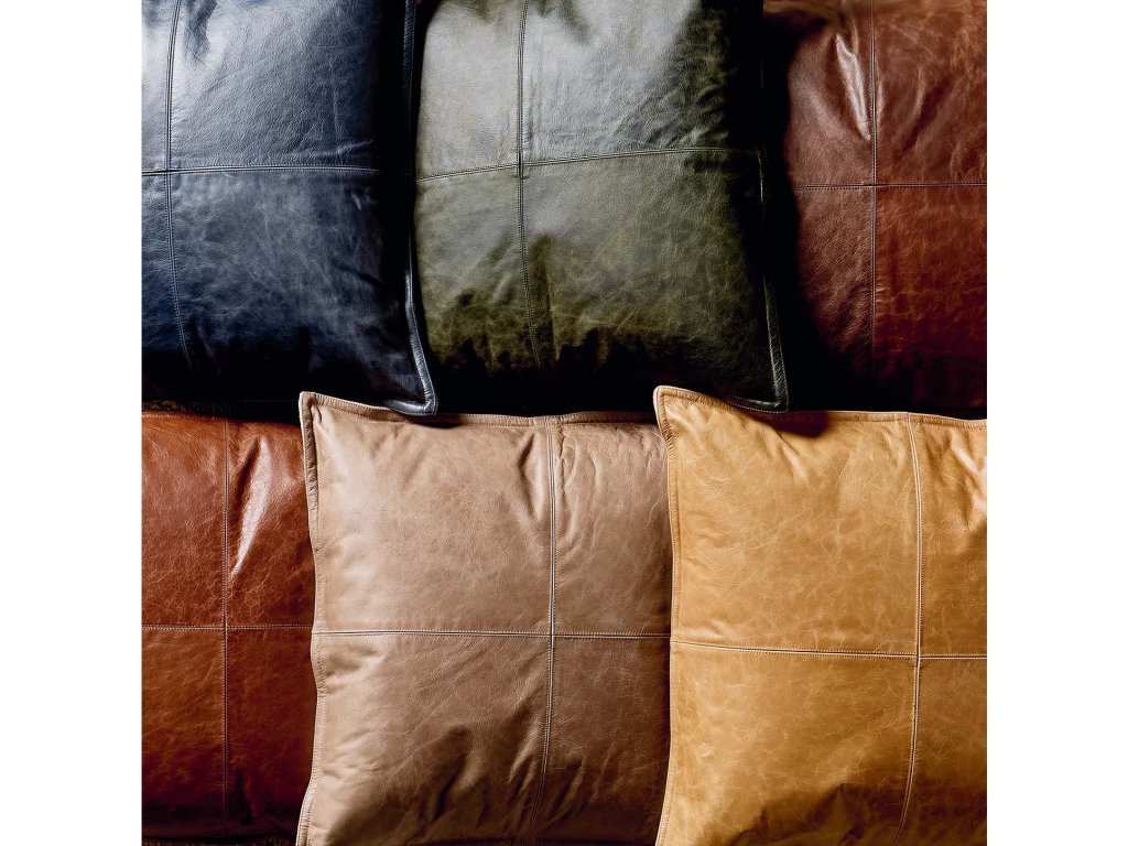 Dumont Leather Sandstorm Taupe Square Pillow Cover + Insert - image 1