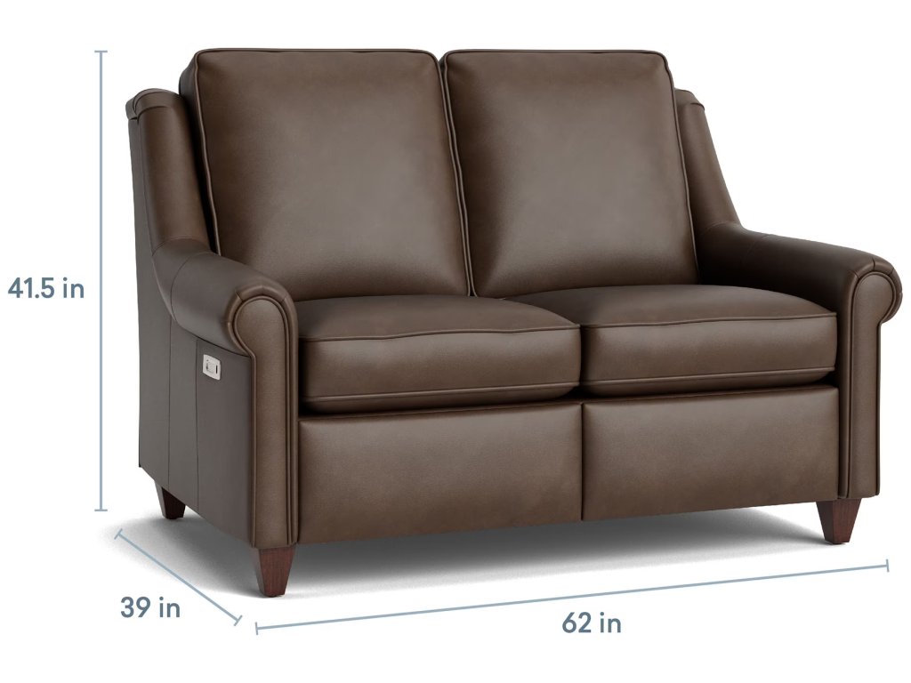 Magnificent Motion Leather Panel Arm Reclining Loveseat - image 3
