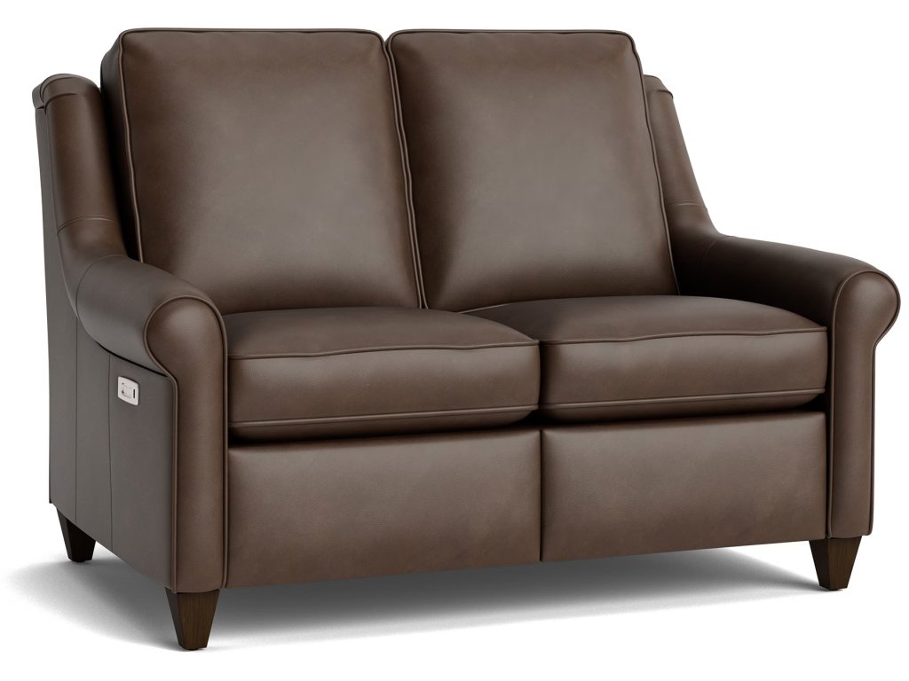 Magnificent Motion Leather Roll Arm Reclining Loveseat - image 1