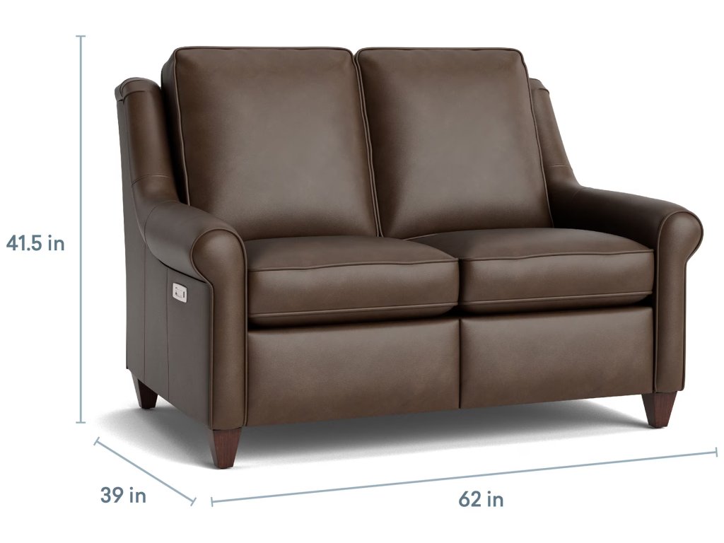 Magnificent Motion Leather Roll Arm Reclining Loveseat - image 3
