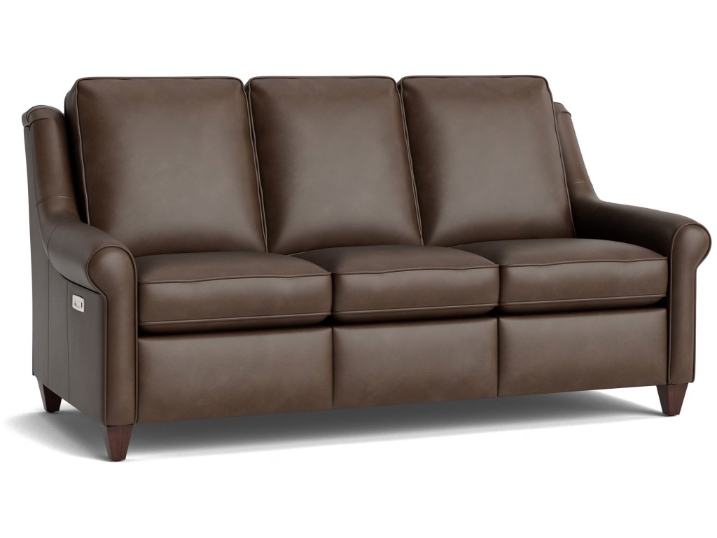 Magnificent Motion Leather Roll Arm Reclining Sofa - image 1