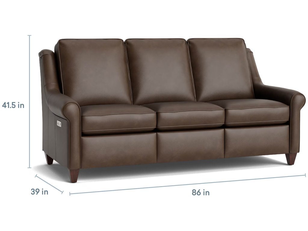 Magnificent Motion Leather Roll Arm Reclining Sofa - image 3