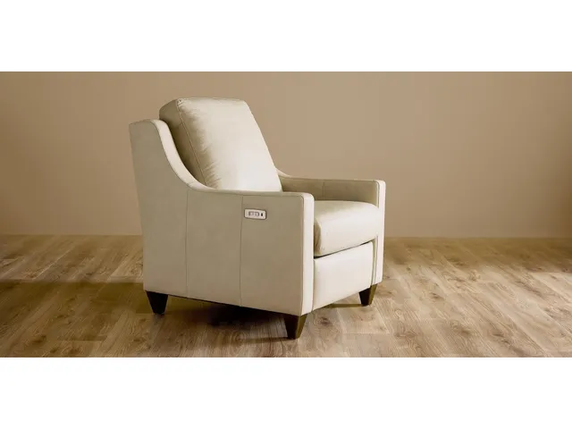 Magnificent Motion Leather Slope Arm Power Wall Recliner