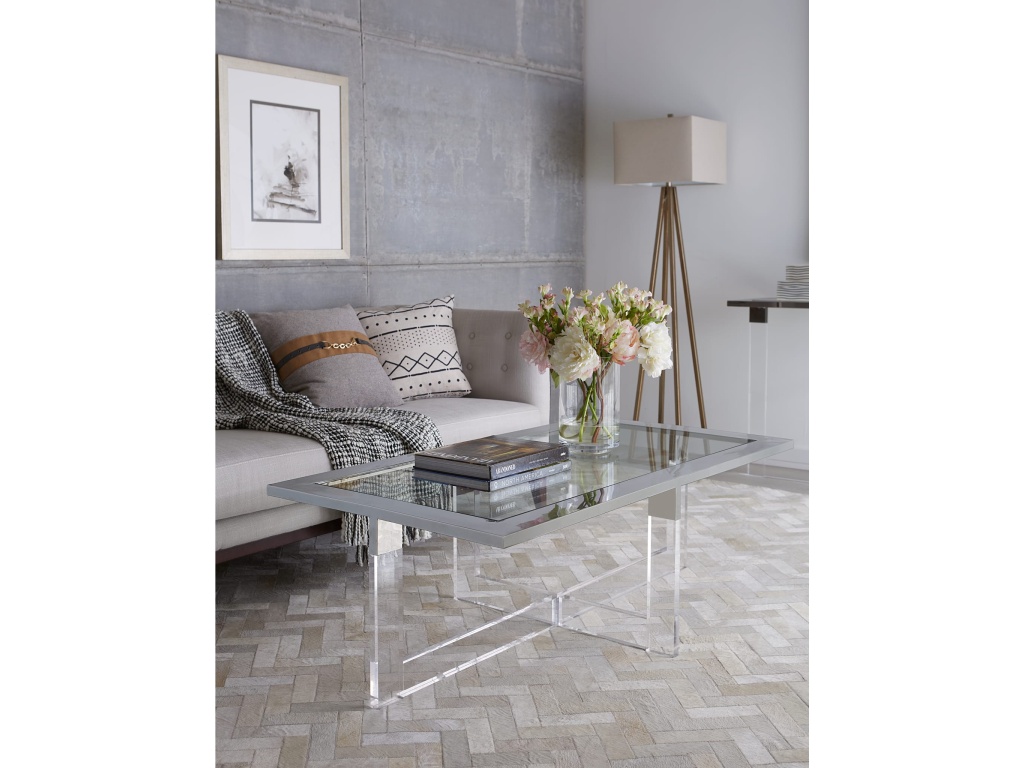 Bastian Coffee Table in Clear Acrylic and Gunmetal Polished Stainless Steel - main image