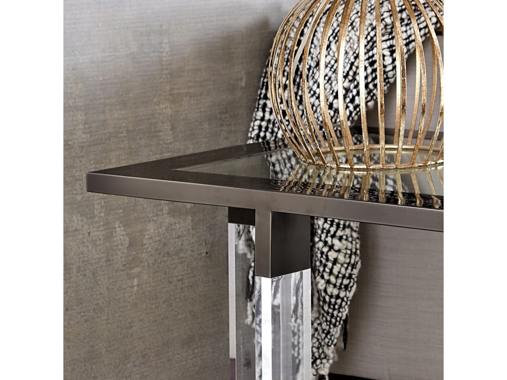 Bastian End Table in Clear Acrylic and Gunmetal Polished Stainless Steel - image 2