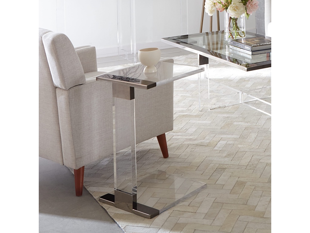 Bastian Small End Table in Clear Acrylic and Gunmetal Polished Stainless Steel - image 2